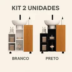 Kit 2 Gabinete para Banheiro com Porta e Prateleiras – Compacto, Funcional e Estiloso Este gabinete para banheiro foi p