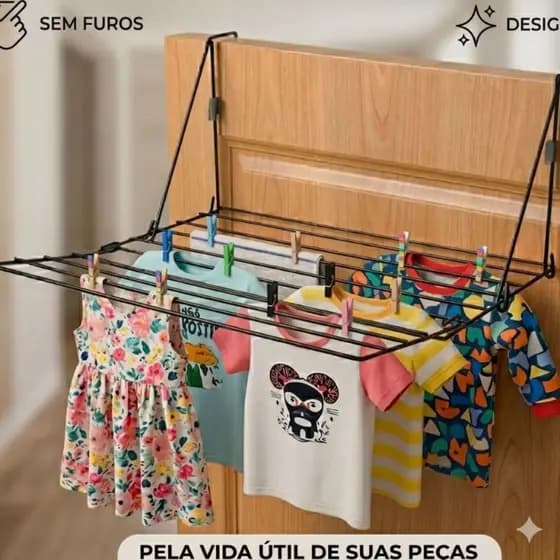 Varal de Porta Dobrável Portátil Para Apartamento Secador de Roupas Compacto