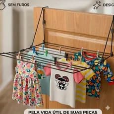 Varal de Porta Dobrável Portátil Para Apartamento Secador de Roupas Compacto