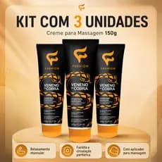 Kit 3 Unidades Veneno De Cobra Creme Massageador 150g - Fashion