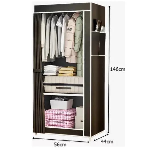 Arara Guarda Roupa Com Capa Dobrável Roupeiro Portátil Organizador Armário Rack Prateleira Top