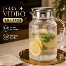 ✨ Jarra Vidro Borossilicato 1,5L Graffiato Canelada 🍋 Tampa Inox Hermética | Resistente Premium | Envio Rápido 🚚