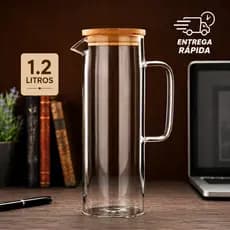 🔥 Jarra de Vidro Premium 1.2L com Tampa de Bambu 🫙 | Design Elegante + Entrega Rápida 🚚💨