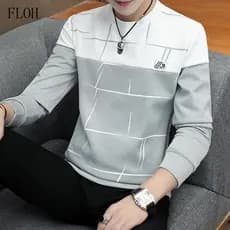 Suéter masculino de manga comprida com gola redonda M-3XL FXSW