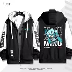 Fantasia de Cosplay de Anime Hatsune Miku, Moletom Unissex Kaedehara Kazuha, Camisetas Adultas, Jaqueta com Zíper Casual