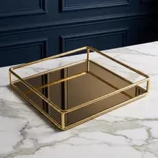 Bandeja Espelhada Metal Premium 23x16 Decorativa Organizador para Perfumes Lavabo Penteadeira Rack