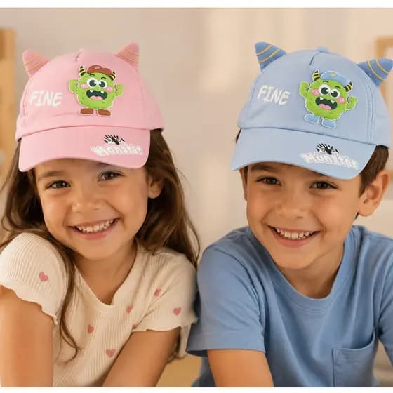 Boné Infantil Criança Orelinha 3D Unissex Ajustável 2 a 8 Anos