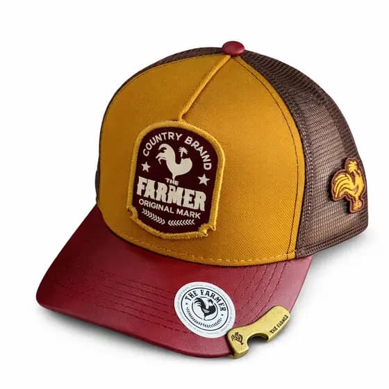 Boné Trucker The Farmer Bordado Country Abridor Vermelho