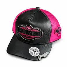 Boné Trucker The Farmer Bordado Preto e Pink Abridor