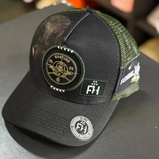 Boné Trucker Caça Verde Militar Pesca Aba Curva Snapback