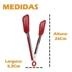 Pegador de cozinha multifunção 25cm em plástico e inox Vermelho Resistente Durável Servir e Preparar Refeições