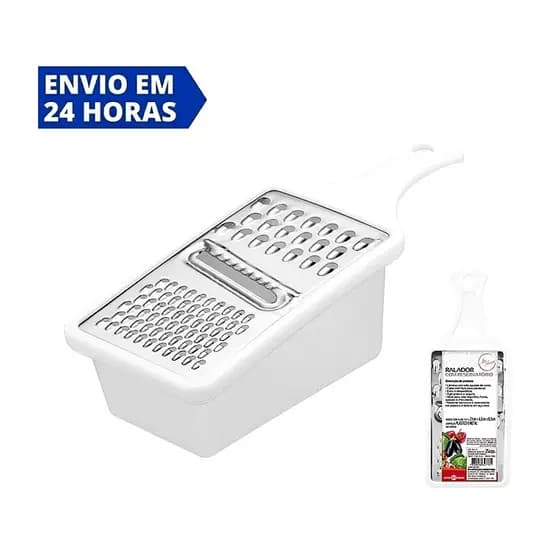 Ralador Metal Inox Com Dispenser Reservatório De Alimentos