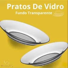 Kit 4/8/12 12 Pratos Fundo Liso/Palaci de Vidro - Transparente e Resistente