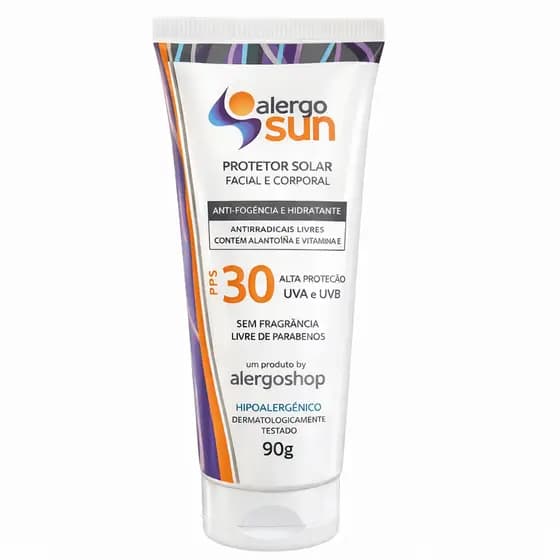 Protetor Solar Facial e Corporal Hipoalergênico FPS 30 90ml Alergoshop