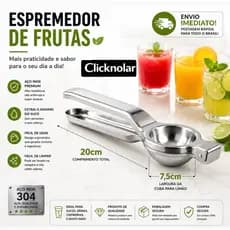 Espremedor de Limão Frutas Inox - 20cm Utilidade para Cozinhar Resistente Original