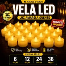 Kit 6/12/24/36 Velas LED Decorativas Luz Amarela Quente Com Bateria Inclusa | Festa Casamento Decoração