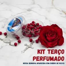 Kit 1/3/6/12 Terços Perfumados Nossa Senhora Aparecida com Caixinha Acrílica Em Madeira Cheiro Rosas - ÓTIMA QUALIDADE