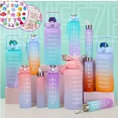 Garrafa de Água Squeeze Multicolor 2 Litro 700Ml Grande Capacidade Portátil Motivacional