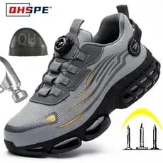 Sapatos de Segurança Masculinos com Botão Rotativo, Anti-Esmagamento, Resistentes a Perfurações, Trabalho Y1K9 1KNR