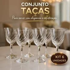 Jogo 6 Taças Lírio 365ml Vidro Nadir Água Vinho Elegante Transparente