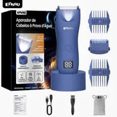 Aparelho De Barbear Elétrico Masculino Barba Peito Virilha USB Recarregável Sem Fio Impermeável Kit