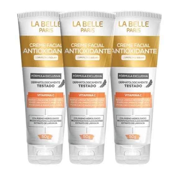 Kit 3 Un Creme Facial Antioxidante 50g Com Filtro Solar La Belle Paris