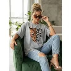 Camiseta, Casual, Plus Size, Estampa Onça Pintada Street, Modal Animal Print Onça, 100% Algodão