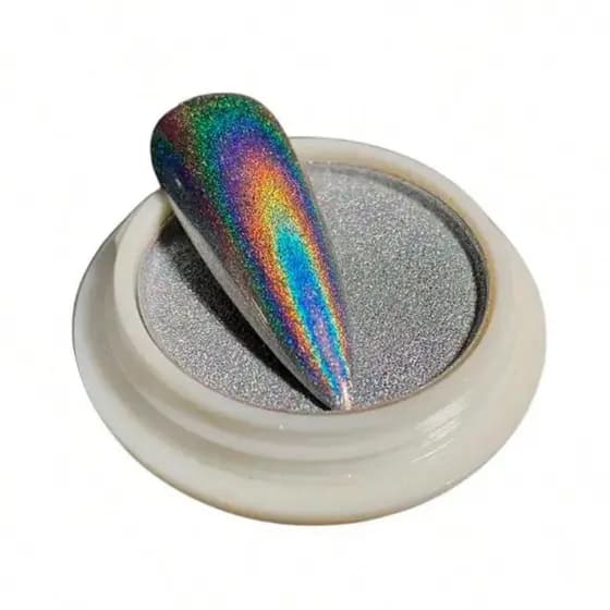 Pó Cromado Prata Holográfico 5g Fan Nails