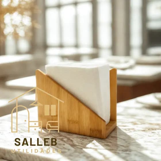 Porta Guardanapo de Bambu Grande para Mesa Suporte Madeira. Durável, antibacteriano, design sofisticado.