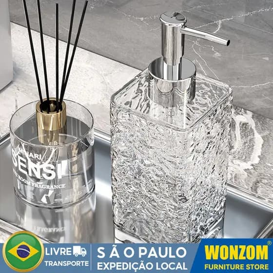 Dispensador De Sabão Plástico Para Banheiro Porta Sabonete Liquido Shampoo Recarregável Recipiente 400ml
