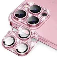 Proteção de Câmera Metal Película Câmera Glitter Rhinestone Para iPhone 16 15 14 13 12 11 Pro Plus Max Mini M004-01