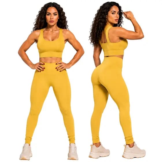 Conjunto Feminino Academia Suplex Premium Sem Transparência Calça Legging + Cropped Top Fitness