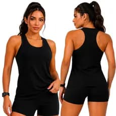 Regata Feminina Academia Moda Fitness Nadador Tecido Confortável Treino Casual Mulete Caminhada Treino Musculação Chic