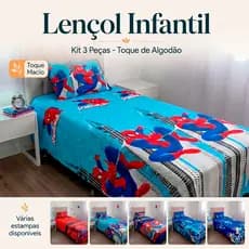 Kit de Lençol Infantil Com Porta Travesseiro Menino Menina Marvel Disney
