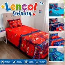 Jogo de Lençol Infantil Solteiro Com Fronha Homem Aranha Stitch Carros Frozen Princesas