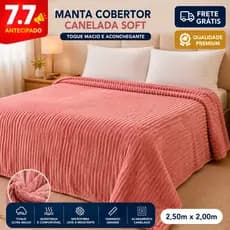 Manta Cobertor Grande 2,5m x 2,0m Microfibra Flanel Fleece Casal Canelada Soft