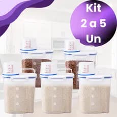 Kit 2 a 5 Potes 1,5L Dispenser Herméticos P/ Mantimentos Com Bico Dosador Grãos Cereal Arroz Cozinha Organização Cozinha