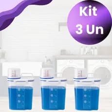Kit 3 Unidades - Organizador Dispenser Lavanderia 1,5 Litros Pote Amaciante Sabão em Pó Lavanderia Hermético