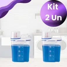Kit 2 Unidades - Organizador Dispenser Lavanderia 1,5 Litros Pote Amaciante Sabão em Pó Lavanderia Hermético