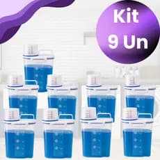 Kit 9 Unidades - Organizador Dispenser Lavanderia 1,5 Litros Pote Amaciante Sabão em Pó Lavanderia Hermético
