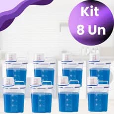 Kit 8 Unidades - Organizador Dispenser Lavanderia 1,5 Litros Pote Amaciante Sabão em Pó Lavanderia Hermético