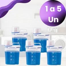 1 a 5 Unidades - Organizador Dispenser Lavanderia 1,5 Litros Pote Amaciante Sabão em Pó Lavanderia Hermético