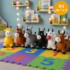 1 a 4 Cavalinhos Upa Upa Infantil Pocotó com Som / Pula Pula Inflável Com Luz e Som Vaquinha Girafa e Burrinho