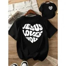 Camisa T-Shirt Feminina Jesus Loves Moda Cristã Jovem Estampada Igreja Moda Casual Religião Primavera Verão