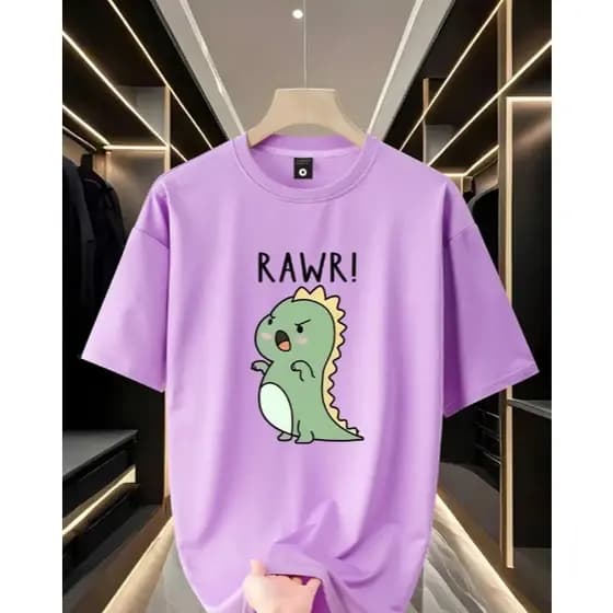 Camisa Básica Masculino Feminino Camiseta Casual Estampa Divertida Dino Fofo Manga Curta Gola Redonda Primavera Verão