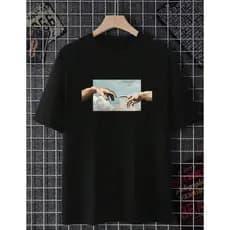 Camisa Estampada Unissex Básica Michelangelo Arte Clássica Camiseta Gola Redonda Primavera Verão