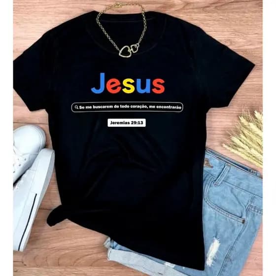Camisa Básica Moda Cristã Camiseta Manga Curta Gola Redonda Feminina Primavera Verão Jovem Cristão Jesus Frases Google