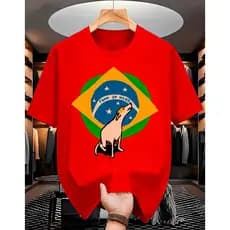 Camisa Básica Unissex Feminino Masculino Caramelo Rumo ao Hexa Camiseta Manga Curta Moda Verão Futebol Brasileiro Algodã