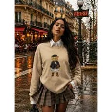 Moletom Estiloso Urso Feminino Blusa de Frio Moda Inverno Paty Girl Blogueira Comfy Casaco Aerolook