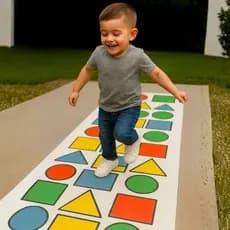 Tapete amarelinha infantil psicomotor 77x200 cm em lona reforçada para brincar e aprender